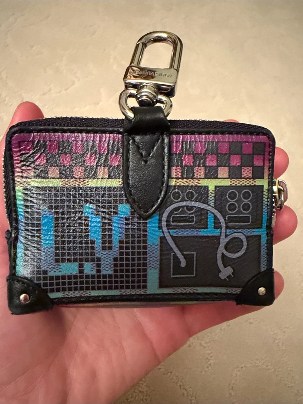 RARE COLLECTIBLE Louis Vuitton Purple and Blue bag charm Pouch gently used